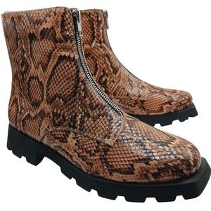 NIB Katy Perry The Daarling Combat Boots 9.5 Snakeskin Front Zip True Taupe Goth